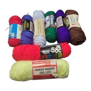 Vintage Acrylic Yarn Lot 8 Skeins Wintuk Fashion Knit Columbia Minerva Worsted 4